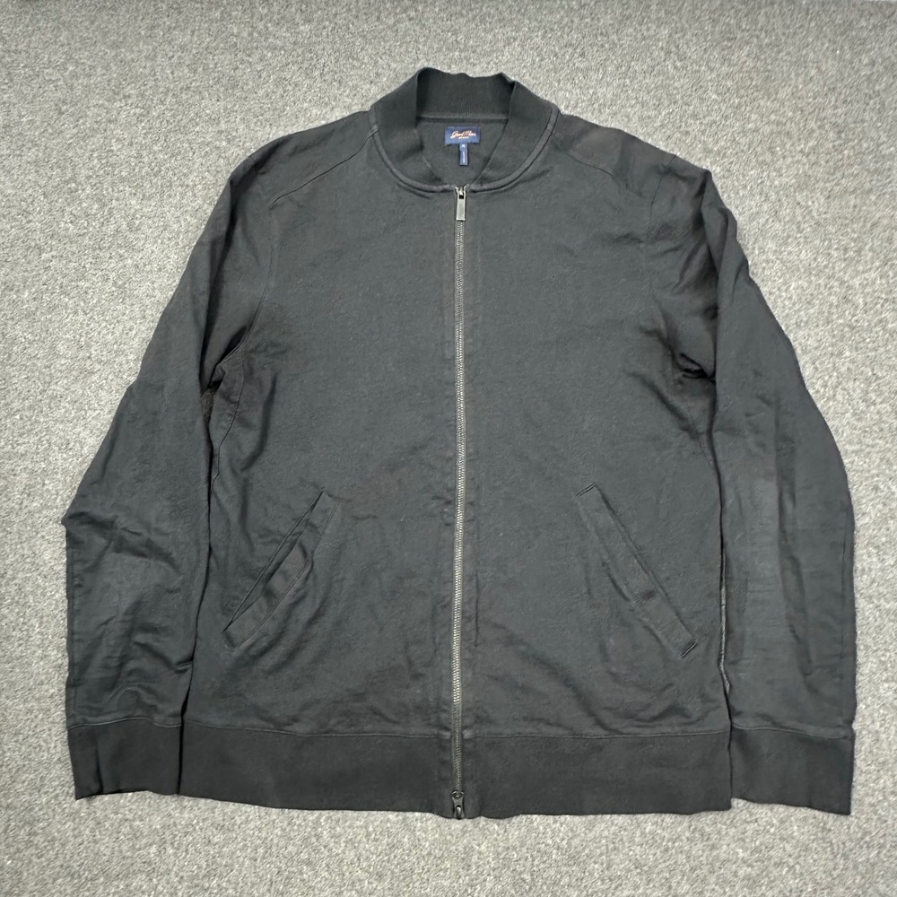 Good Man Brand Mens XL Black Cotton Full Zip Bomber Jacket Lightweight Jersey